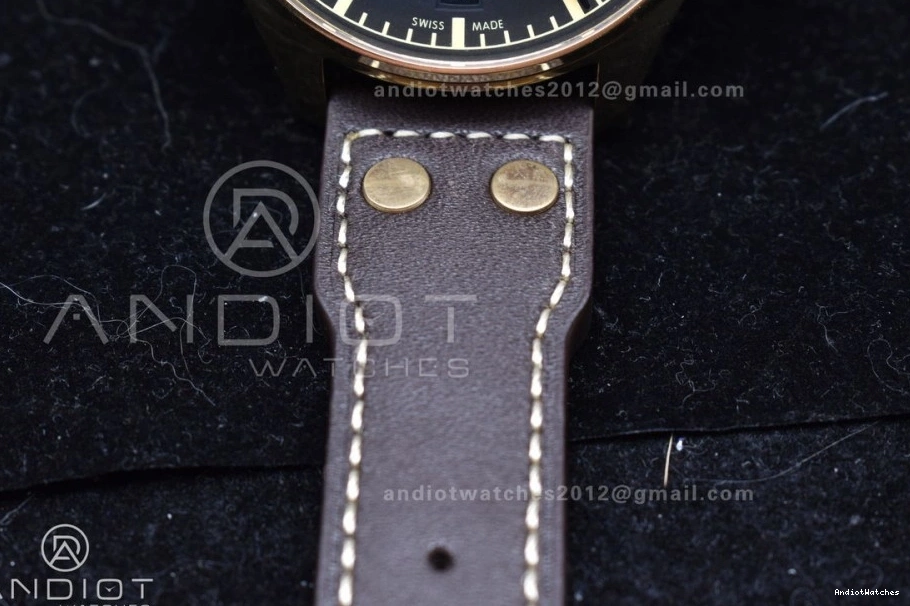 on Dial ZF IW501005 Leather Minimalist Strap Best Real Brown Big A 519 Bronze Black Edition 1:1 Pilot 0407